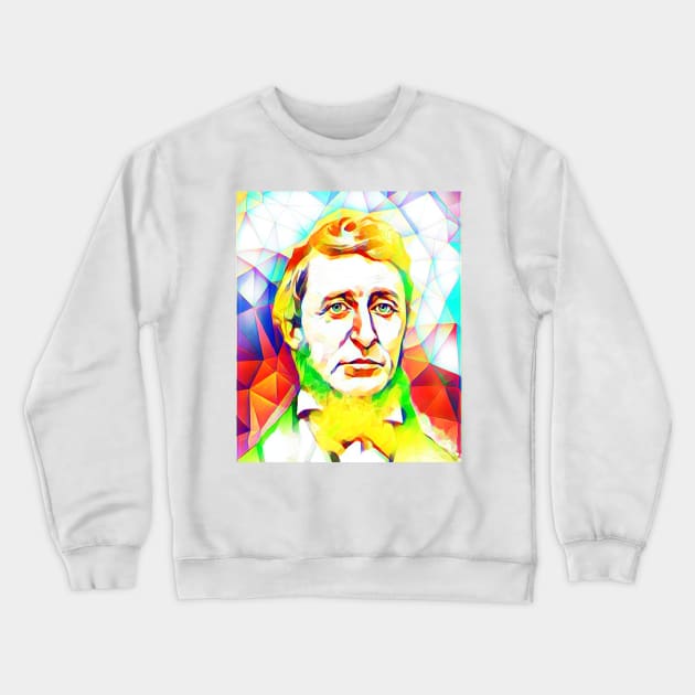 Henry David Thoreau Colourful Portrait | Henry David Thoreau Artwork 12 Crewneck Sweatshirt by JustLit